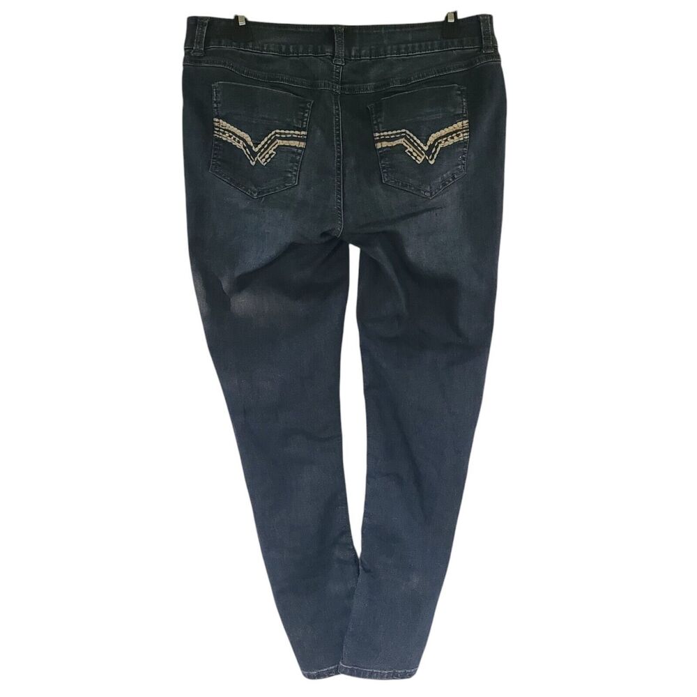 Mudd Women's Skinny Streach Jeans Size 11 Dark Faded Embroidered EUC Retro
